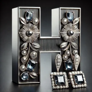 Silver earrings — litera H