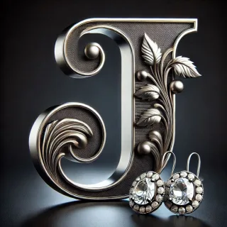 Silver earrings — litera J