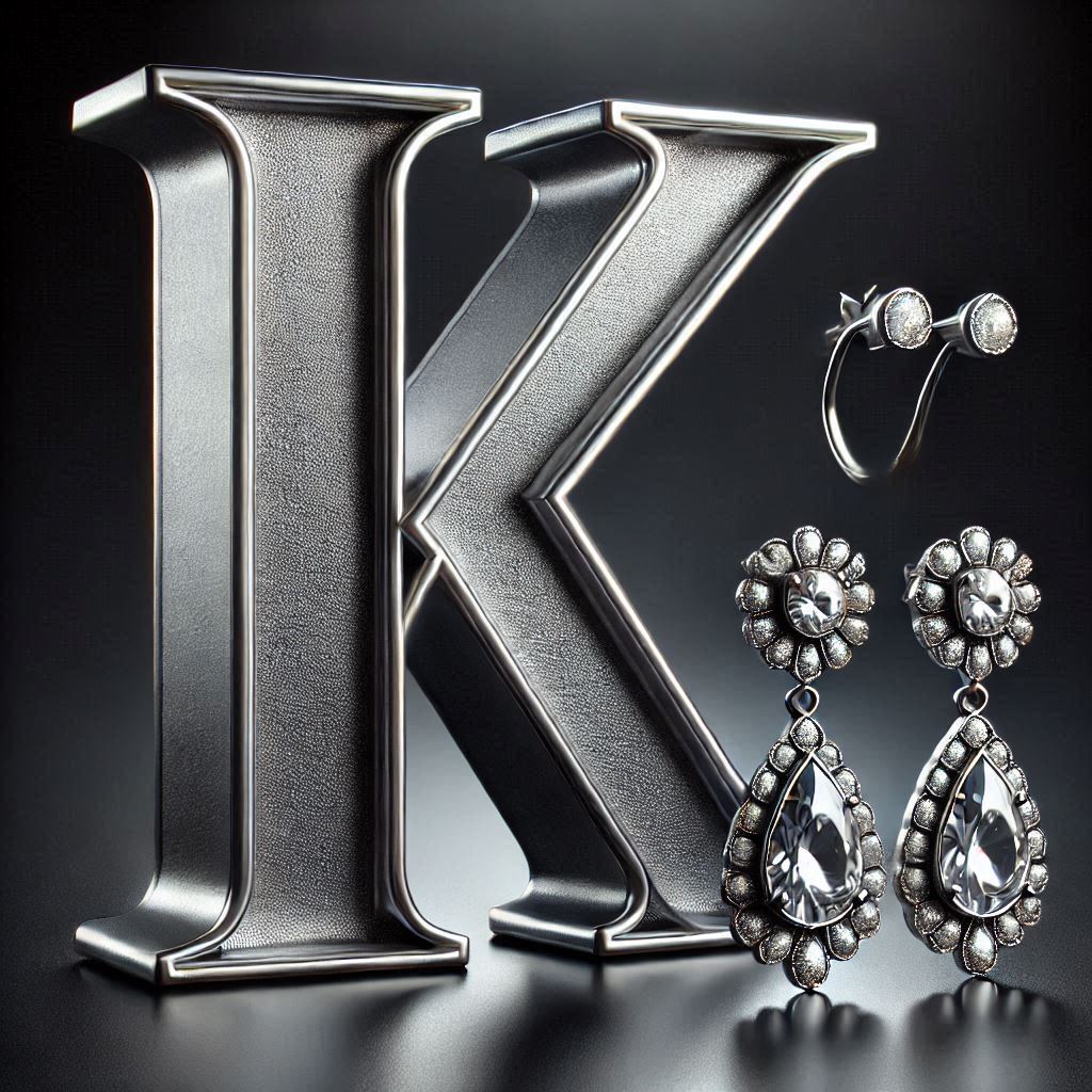 Silver earrings — litera K