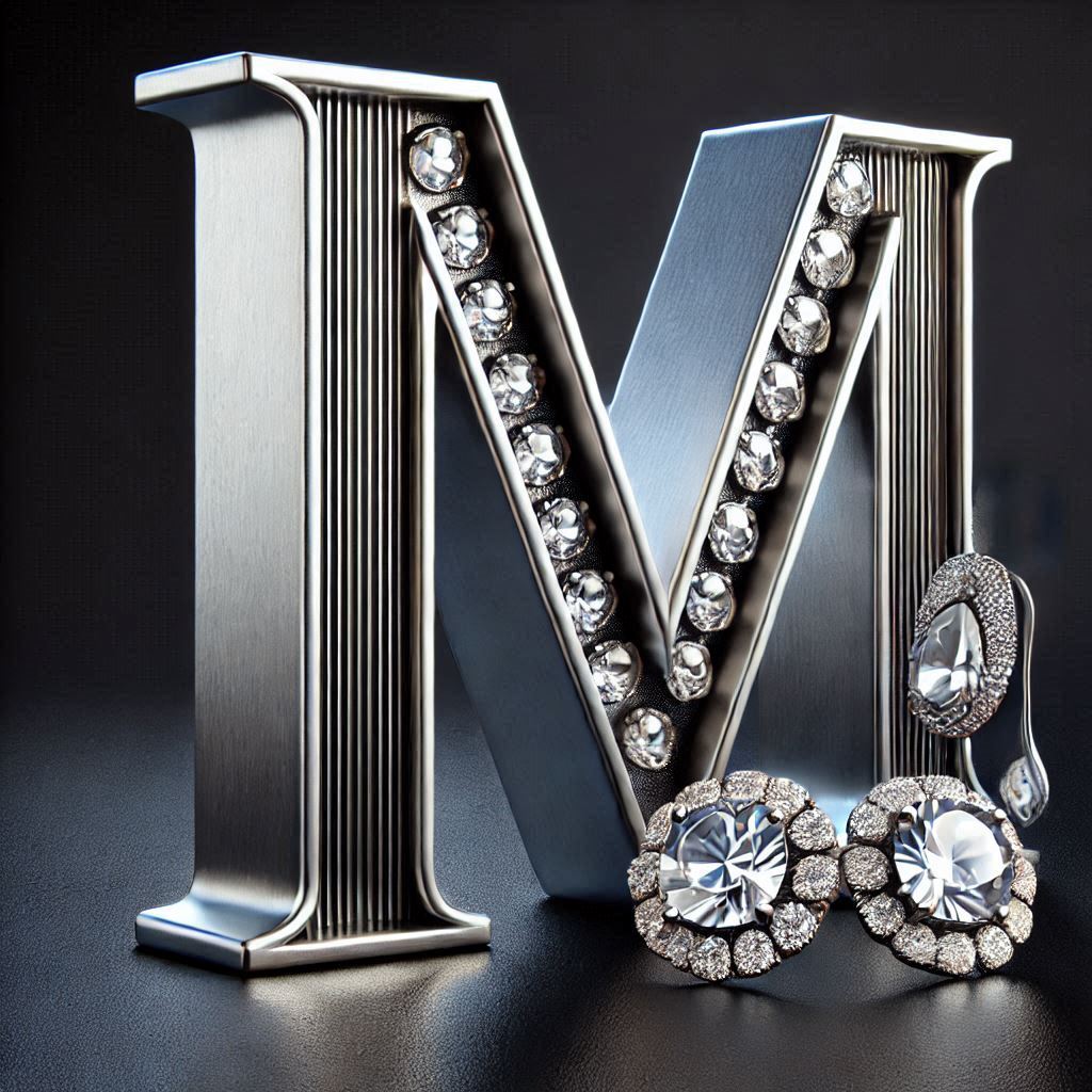 Silver earrings — litera M