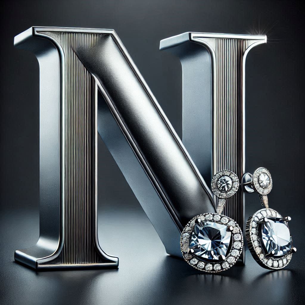 Silver earrings — litera N