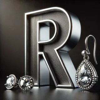 Silver earrings — litera R