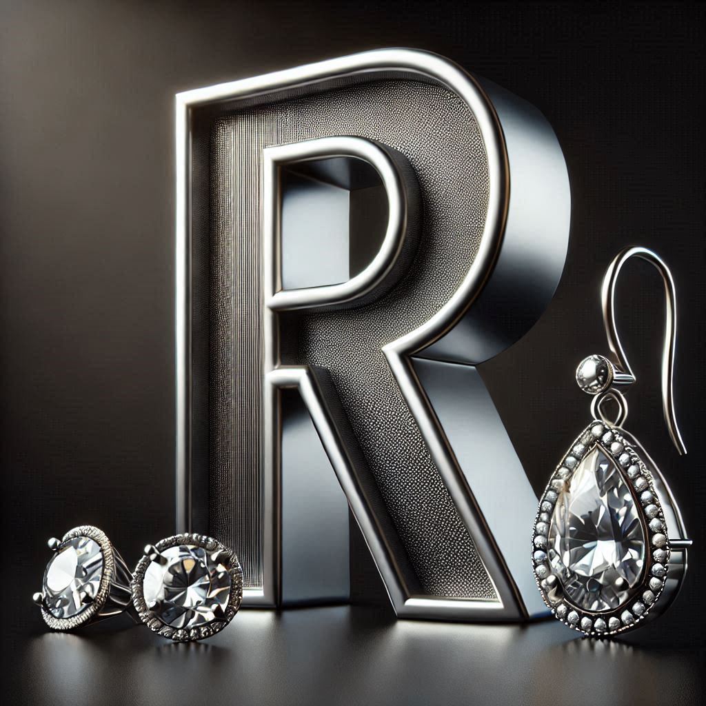 Silver earrings — litera R