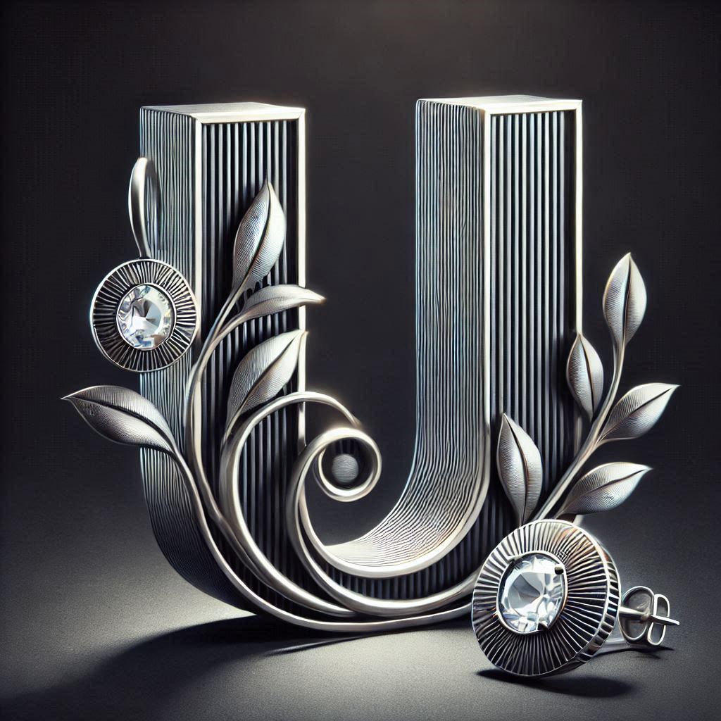 Silver earrings — litera U