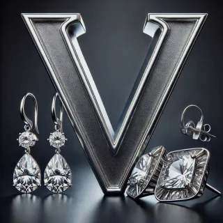 Silver earrings — litera V