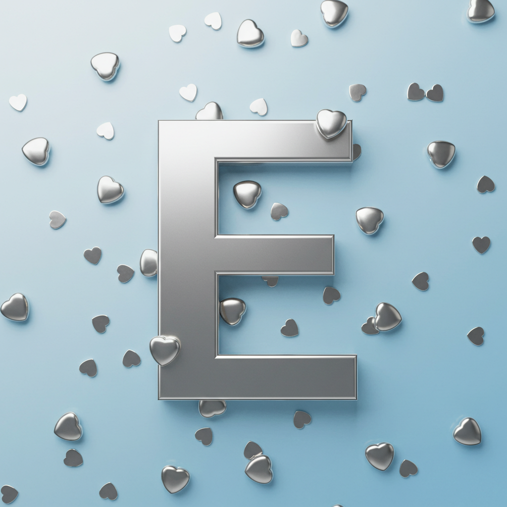 Silver hearts — litera E