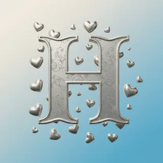 Silver hearts — litera H (wariant 2)