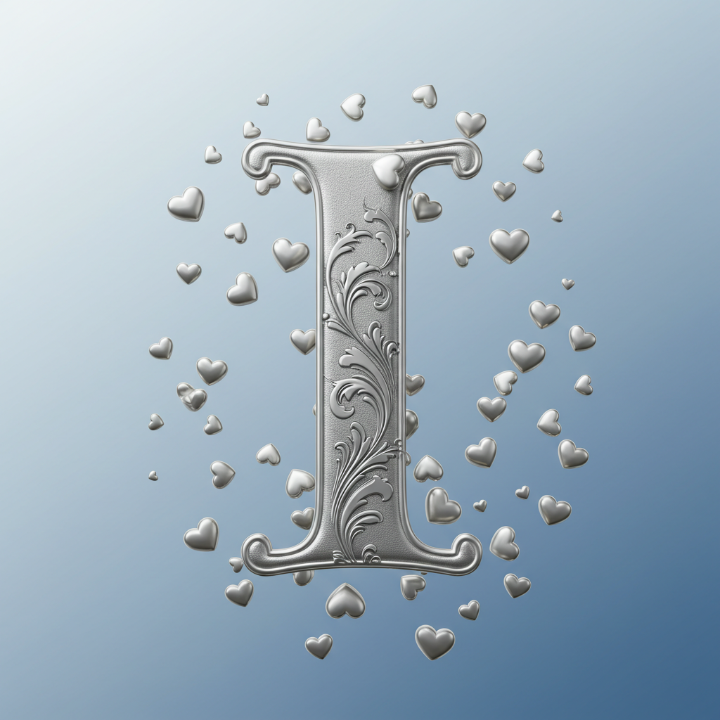 Silver hearts — litera I (wariant 2)
