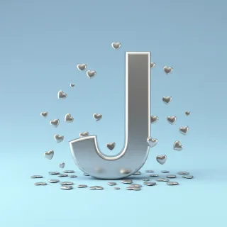 Silver hearts — litera J
