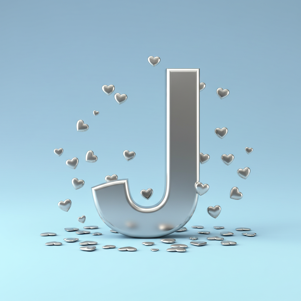 Silver hearts — litera J