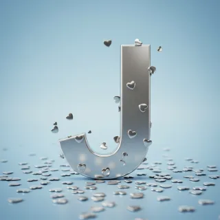 Silver hearts — litera J (wariant 2)