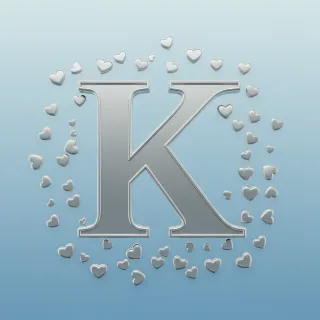 Silver hearts — litera K (wariant 2)
