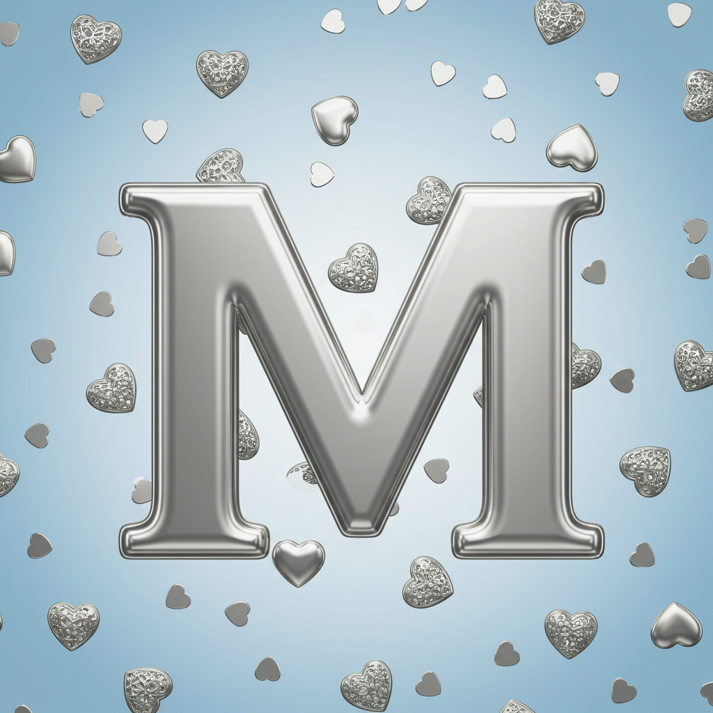 Silver hearts — litera M