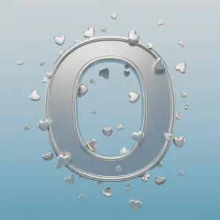 Silver hearts — litera O (wariant 2)