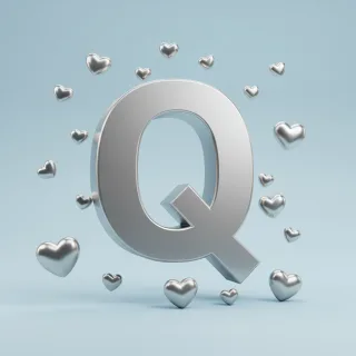 Silver hearts — litera Q (wariant 2)