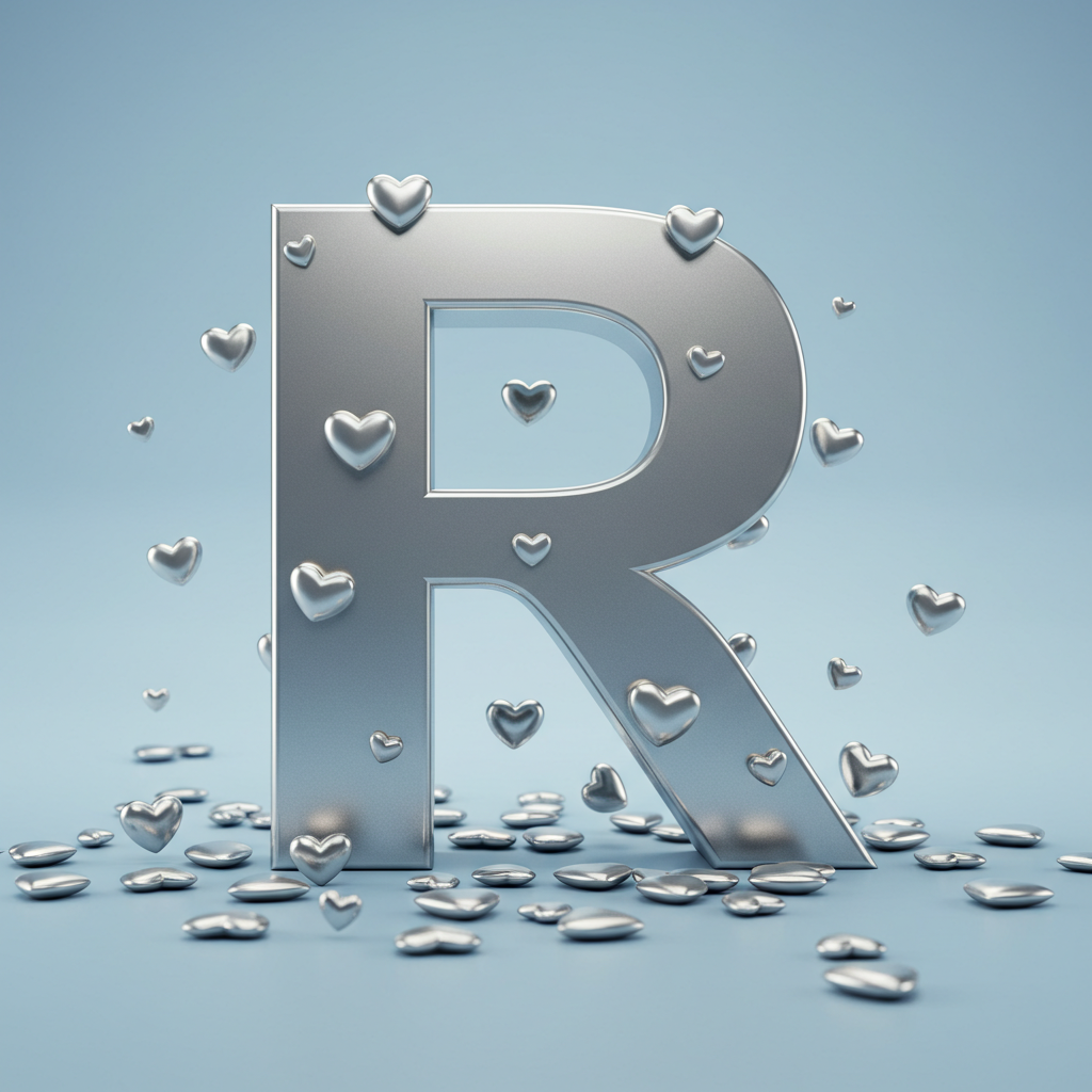 Silver hearts — litera R