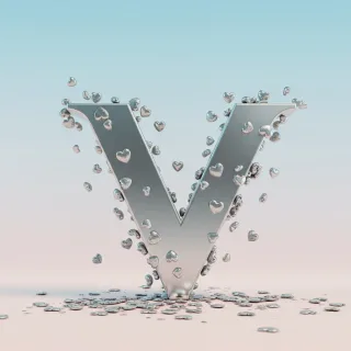 Silver hearts — litera V
