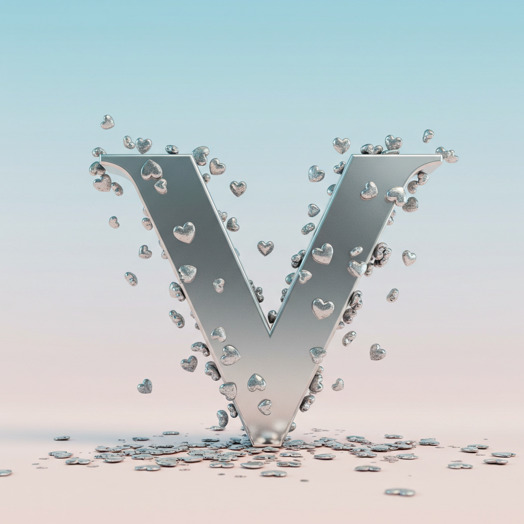 Silver hearts — litera V