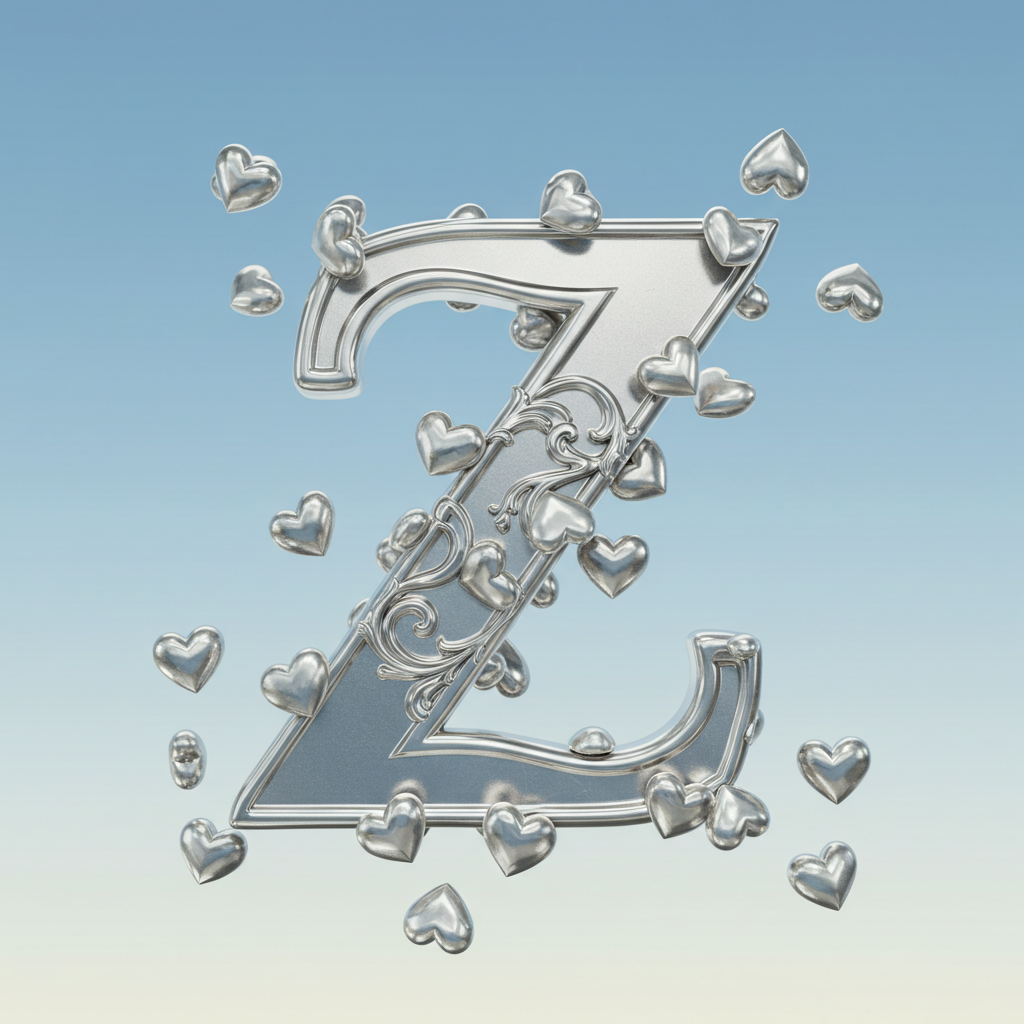 Silver hearts — litera Z (wariant 2)