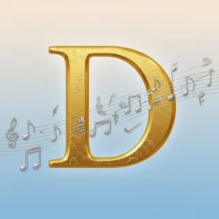 Silver music notes 2 — litera D (wariant 2)