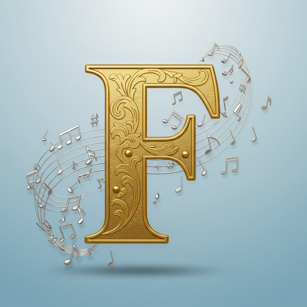 Silver music notes 2 — litera F (wariant 2)