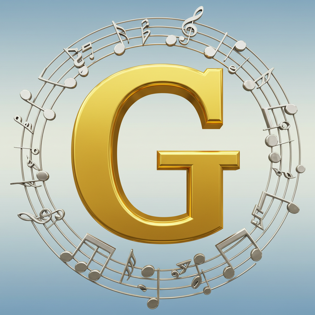 Silver music notes 2 — litera G (wariant 2)