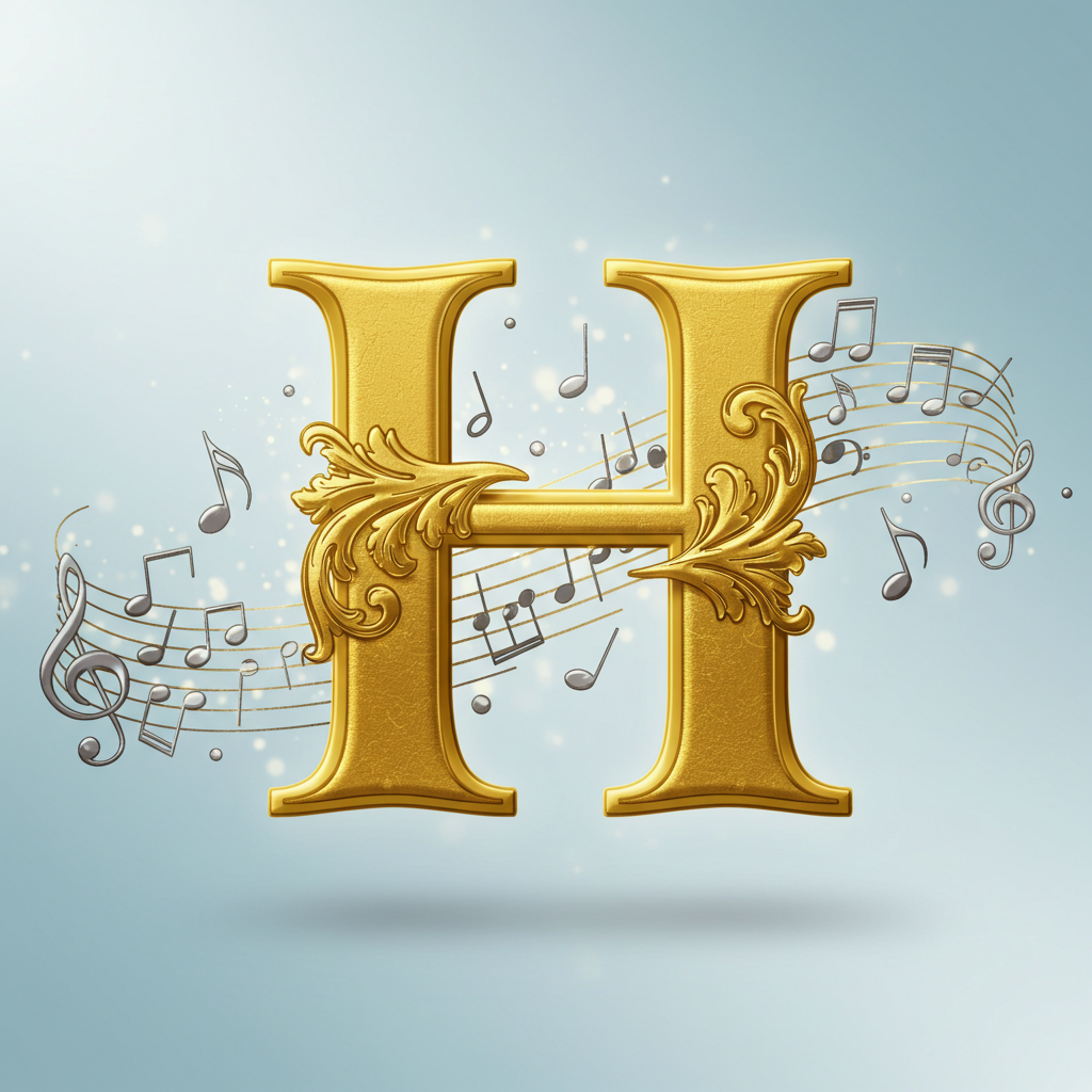 Silver music notes 2 — litera H (wariant 2)