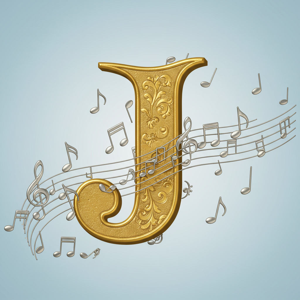 Silver music notes 2 — litera J