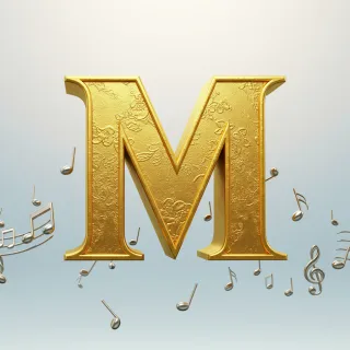 Silver music notes 2 — litera M (wariant 2)