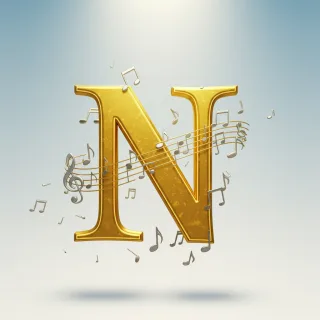 Silver music notes 2 — litera N (wariant 2)