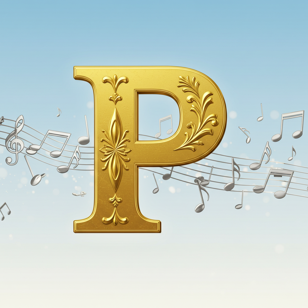 Silver music notes 2 — litera P