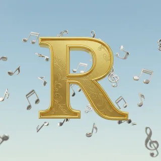 Silver music notes 2 — litera R (wariant 2)