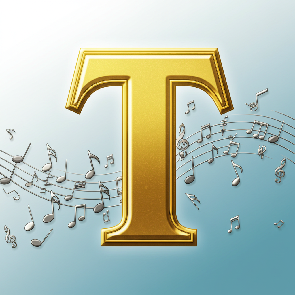 Silver music notes 2 — litera T (wariant 2)