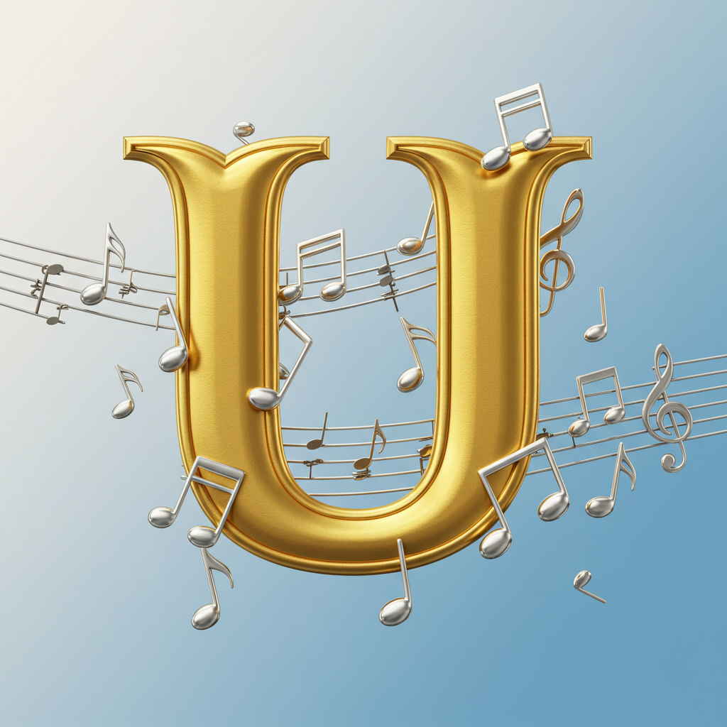 Silver music notes 2 — litera U (wariant 2)