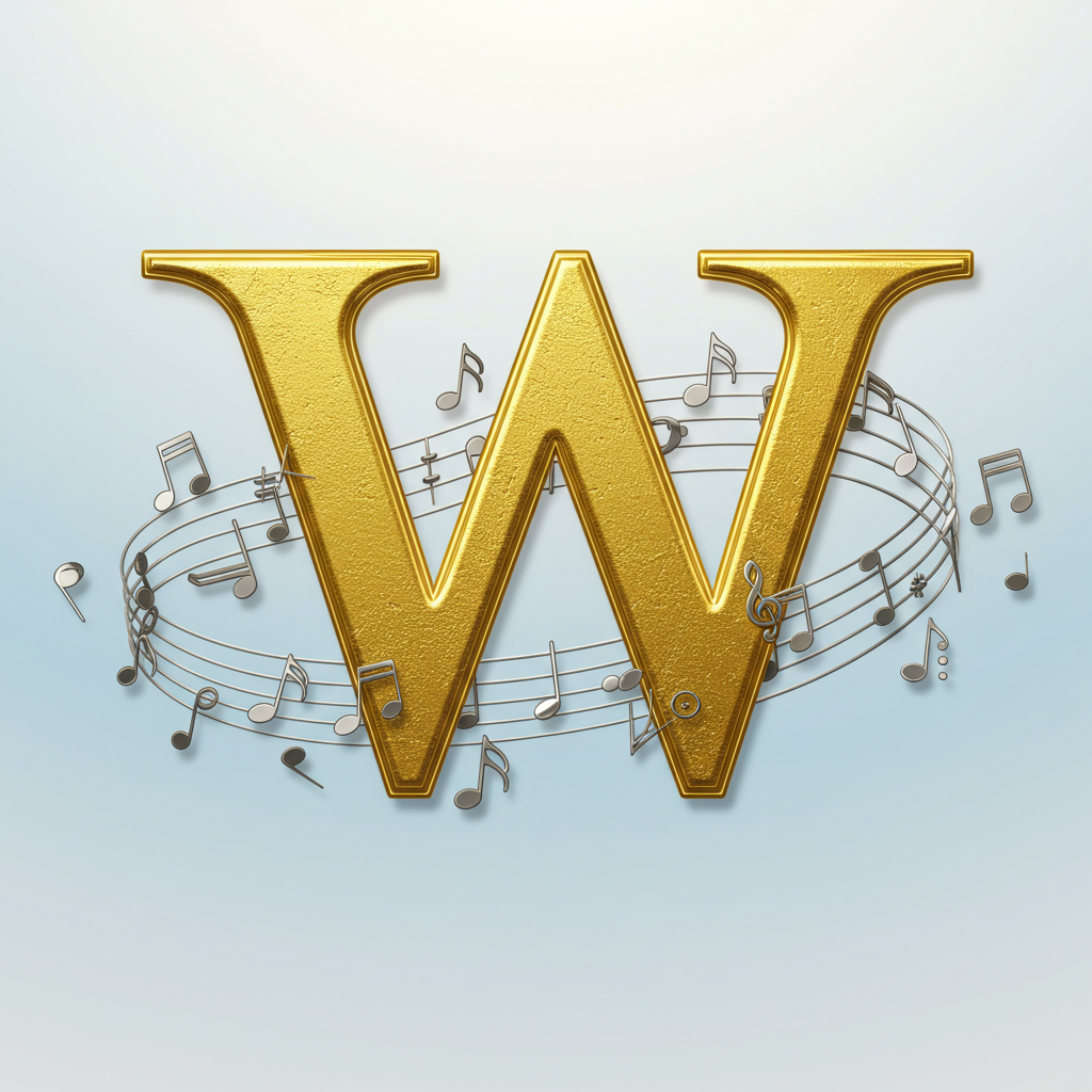 Silver music notes 2 — litera W (wariant 2)