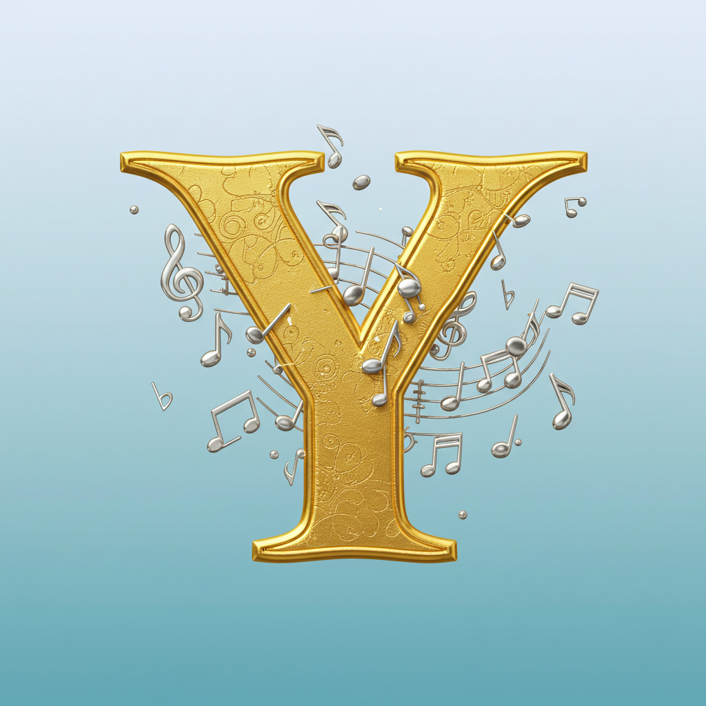 Silver music notes 2 — litera Y (wariant 2)