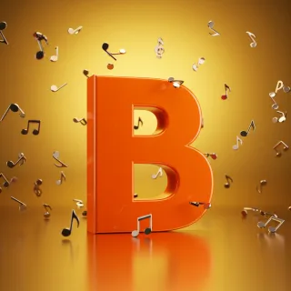 Silver music notes — litera B