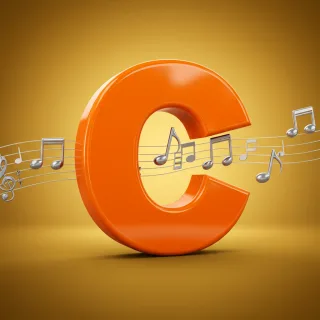 Silver music notes — litera C (wariant 2)