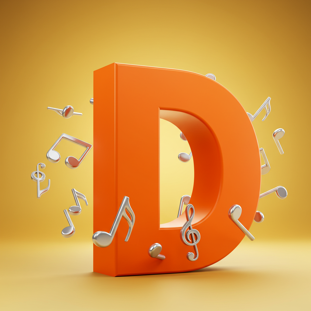 Silver music notes — litera D