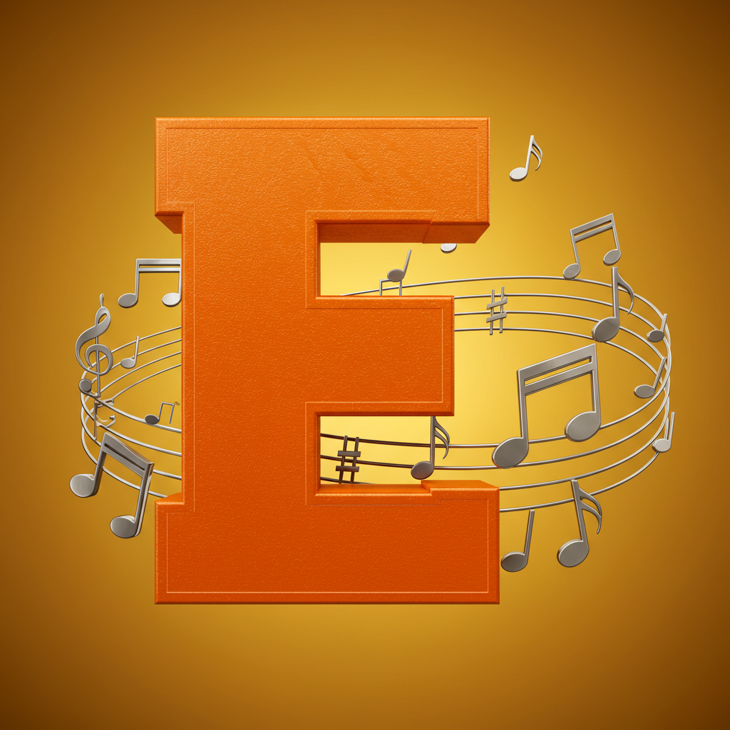 Silver music notes — litera E