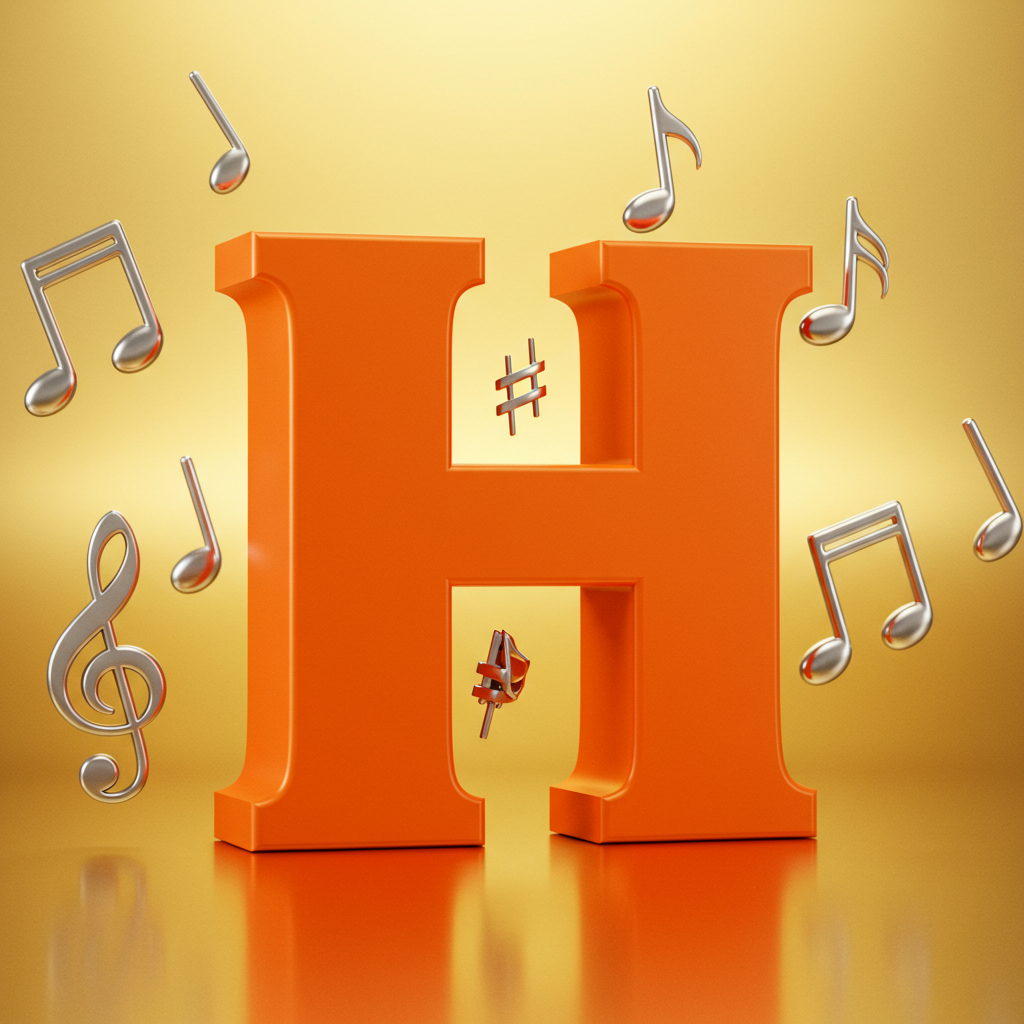 Silver music notes — litera H
