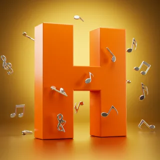 Silver music notes — litera H (wariant 2)