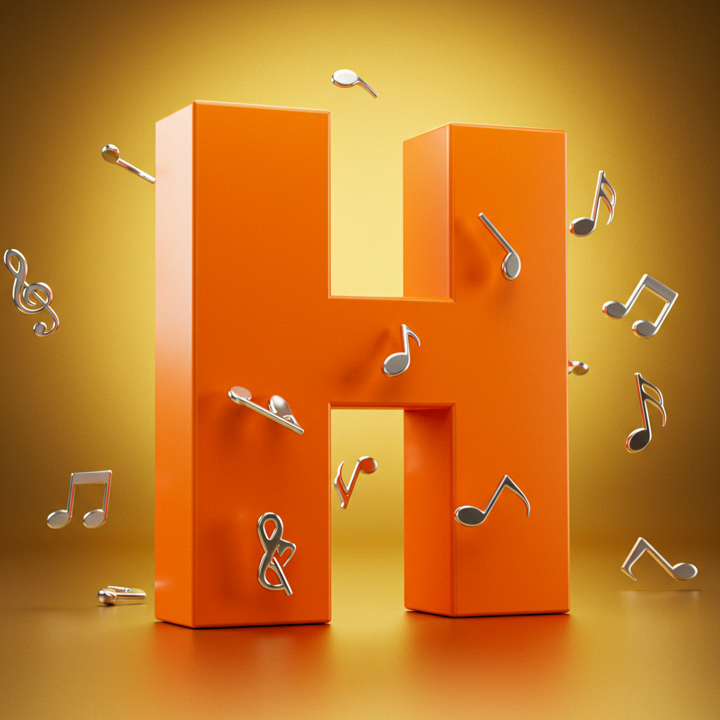 Silver music notes — litera H (wariant 2)