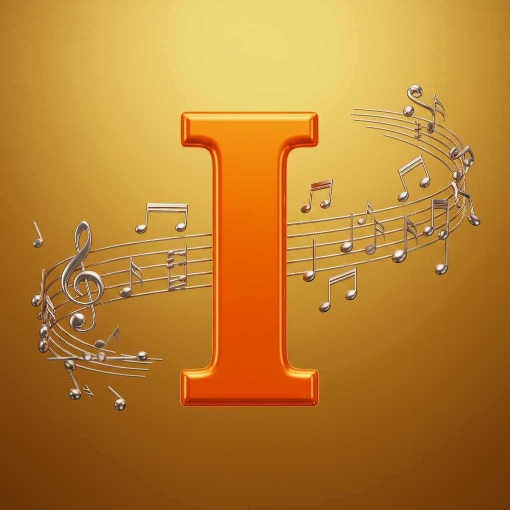 Silver music notes — litera I