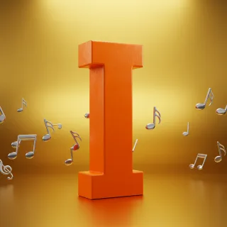 Silver music notes — litera I (wariant 2)
