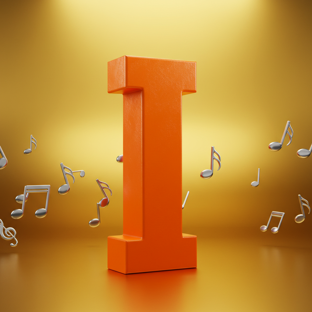Silver music notes — litera I (wariant 2)
