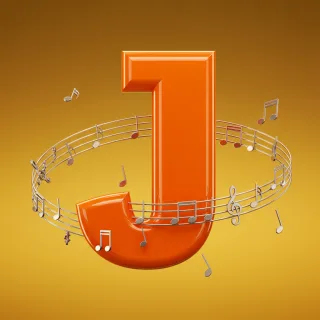 Silver music notes — litera J