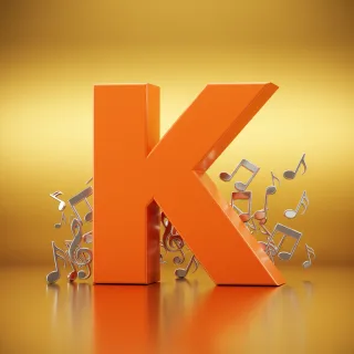 Silver music notes — litera K