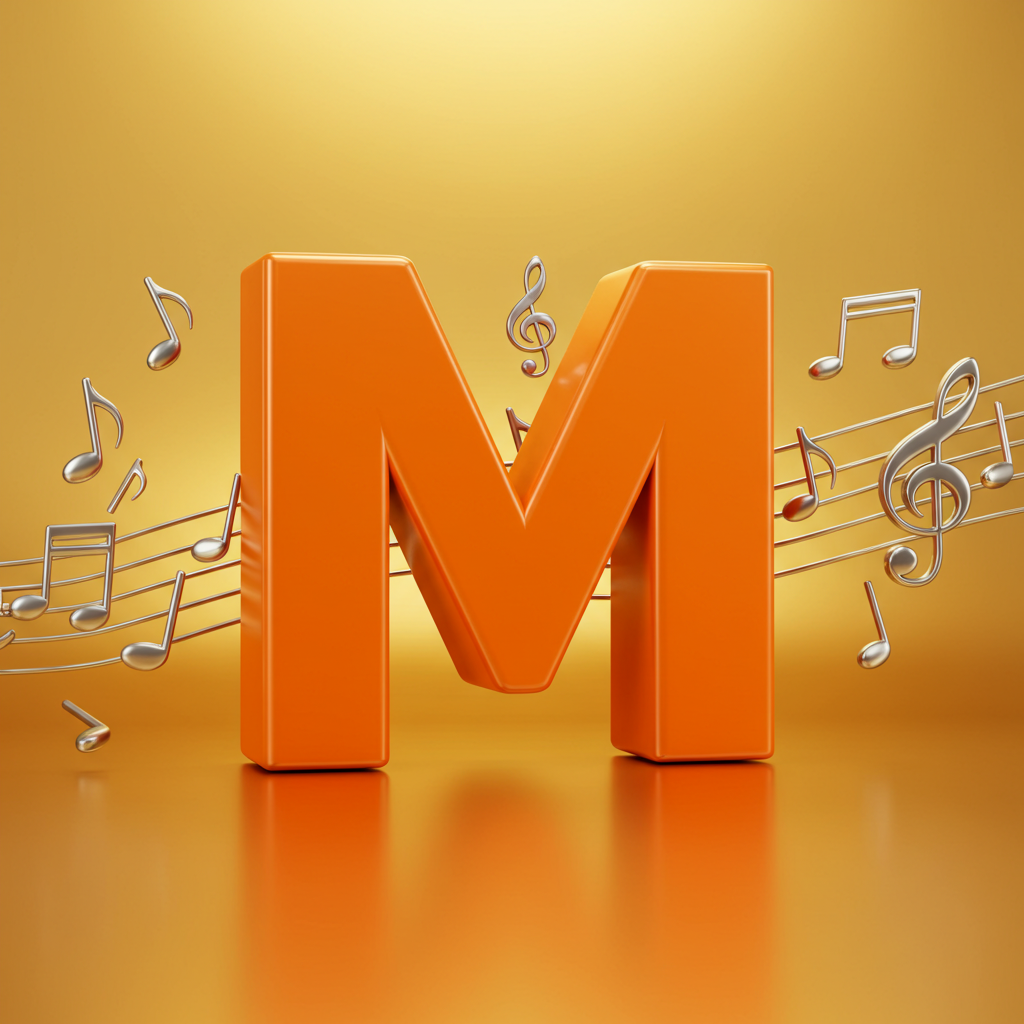 Silver music notes — litera M