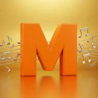 Silver music notes — litera M (wariant 2)